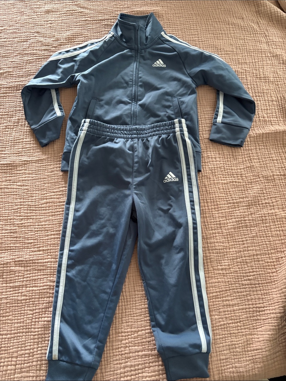 adidas Kids Slate Blue Jogger Pants with White Stripes